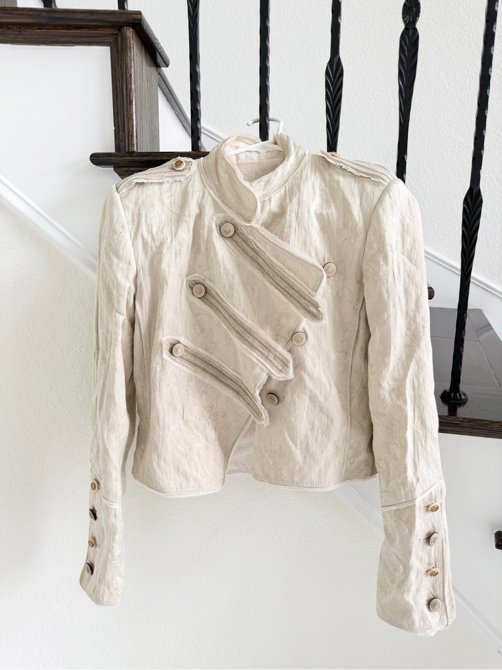 Ivory Military-Style Embroidered Jacket - Picture 7 of 11